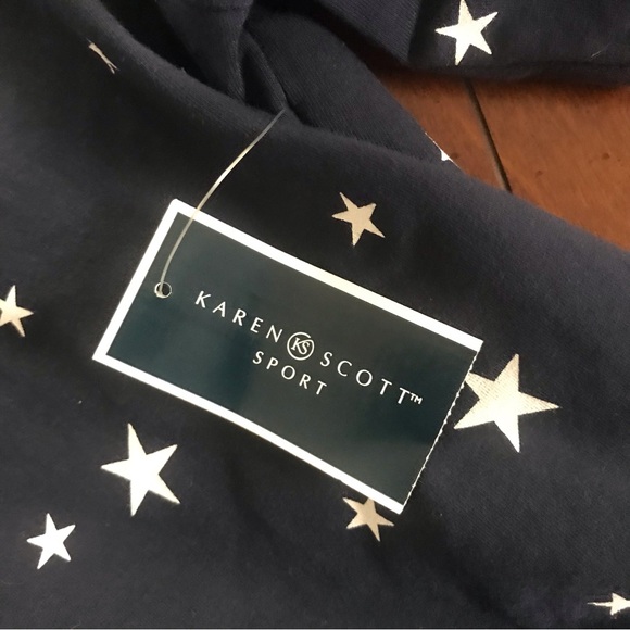 Karen Scott Navy Star‎ Medium Print Hoodie NWT - Picture 6 of 12